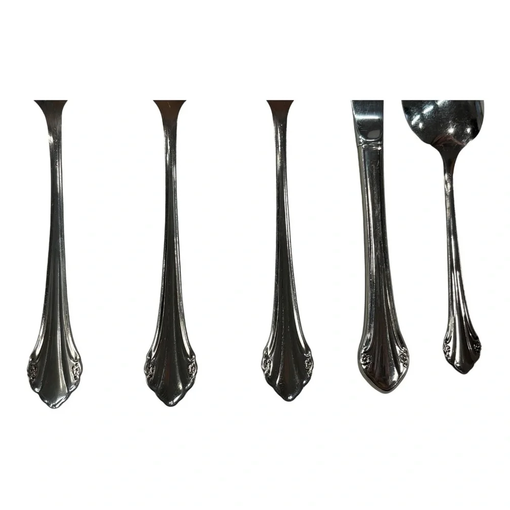 5 Pc Oneida Canada Bittersweet/Repose Serving Set Stainless Steel Spoons Knife